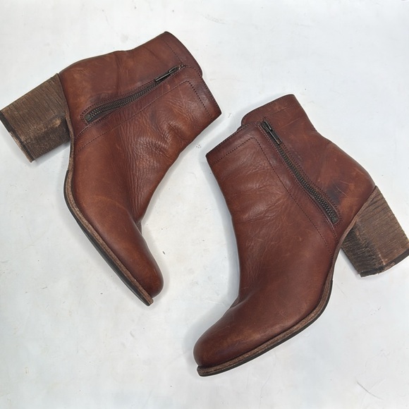 Frye Addie Double Zip Brown Leather Ankle Boots S-242 Sz 11 - Picture 4 of 11